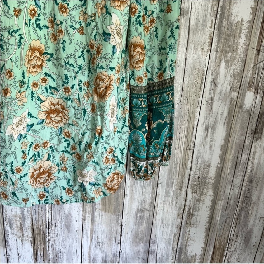Umgee Mint Boho Floral Blouse - Picture 5 of 7